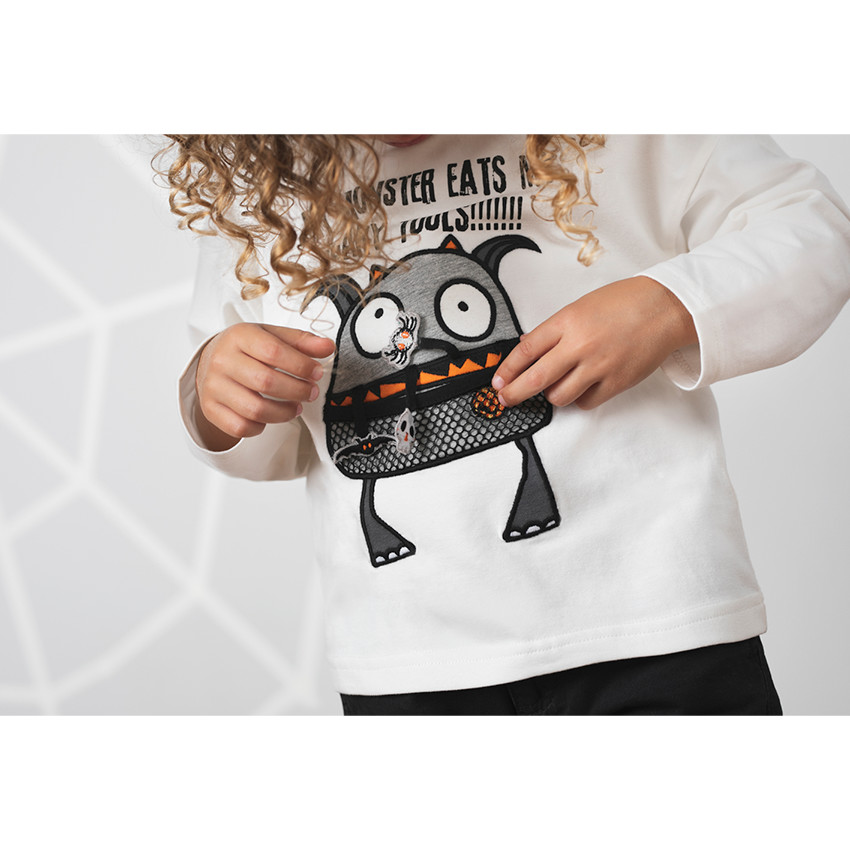 Μακρυμάνικη μπλούζα HALLOWEEN από ζέρσεϊ με τυπωμένο τερατάκι 