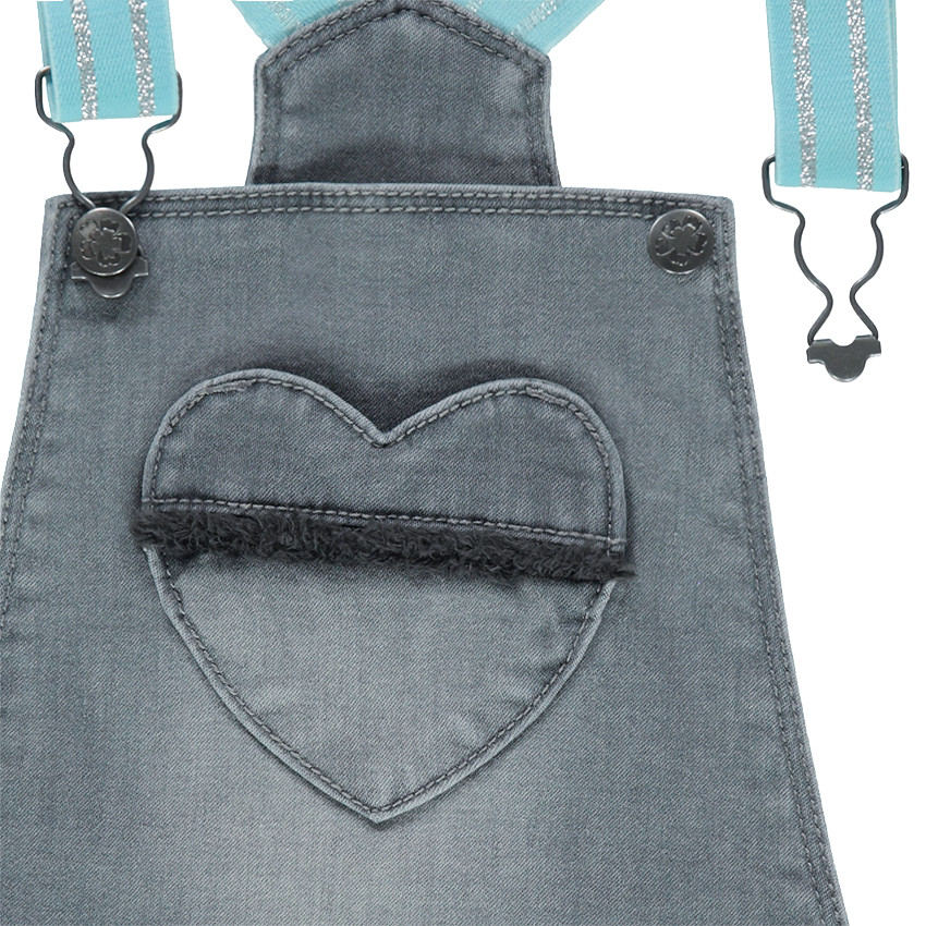 Τζιν φόρεμα με ελαστικές τιράντες και κεντημένα μοτίβα 