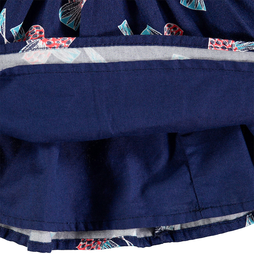 Φούστα με λάστιχο στη μέση και βολάν με μοτίβο πουλιά 