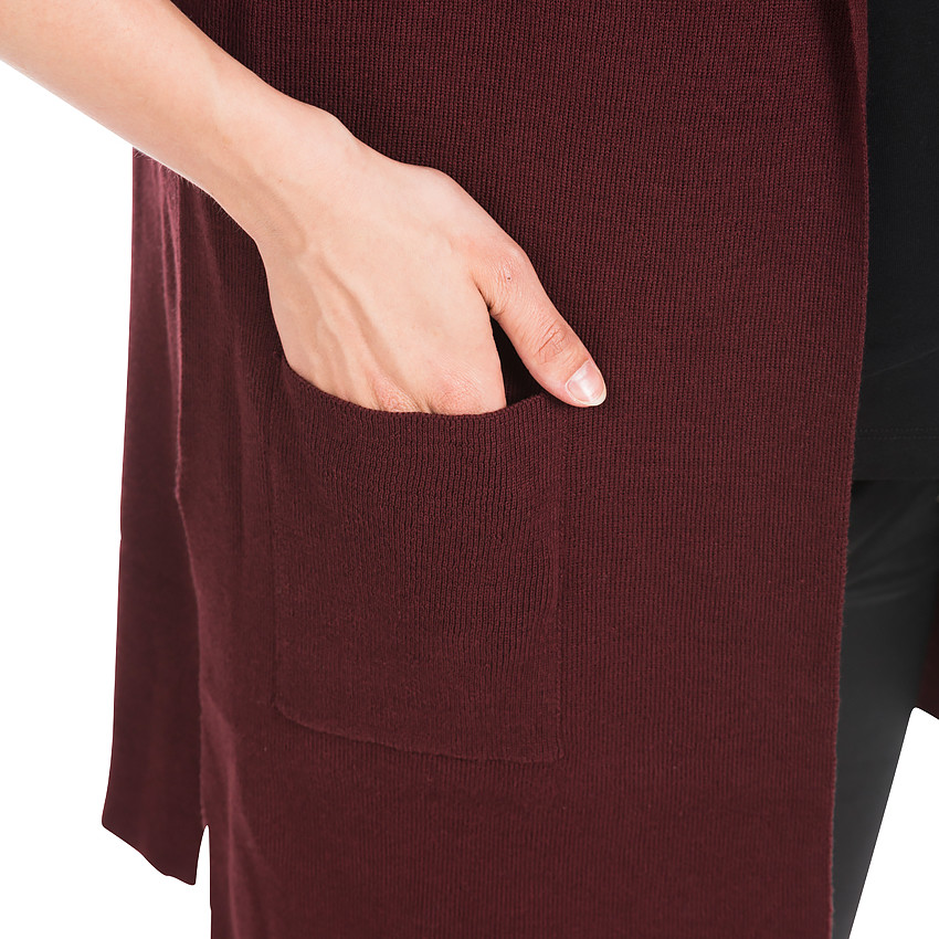 Gilet long de grossesse manches courtes à poches 