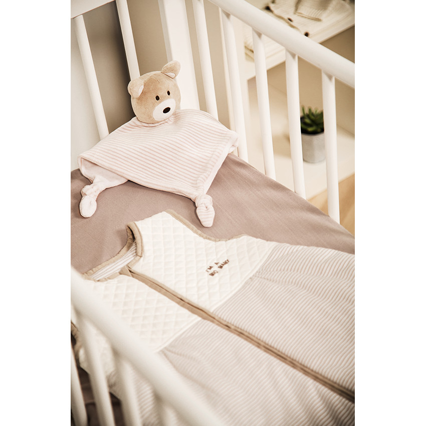 Doudou plat nounours en velours coton bio 