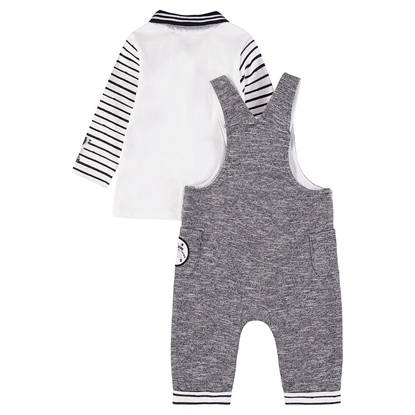 Σύνολο με μακρυμάνικο πόλο και μελανζέ σαλοπέτα με τσέπες 