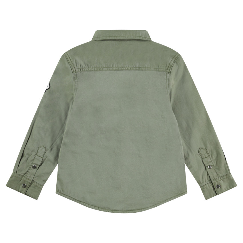 Μακρυμάνικο βαμβακερό πουκάμισο με ξεβαμμένη όψη και μπαλώματα 