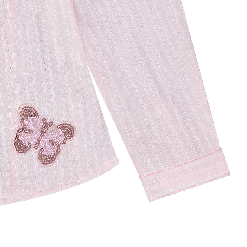 Μακρυμάνικο πουκάμισο ριγέ με βολάν και πεταλούδα από πούλιες 