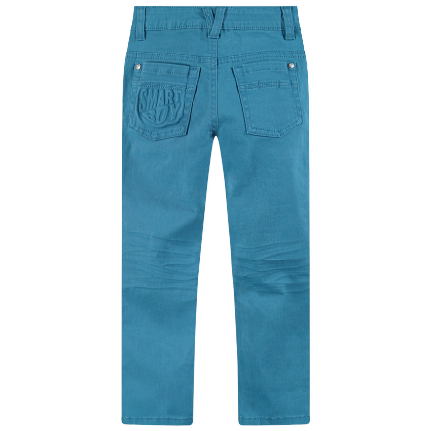 Βαμβακερό παντελόνι νηματοβαφή με φαντεζί τσέπη πίσω 