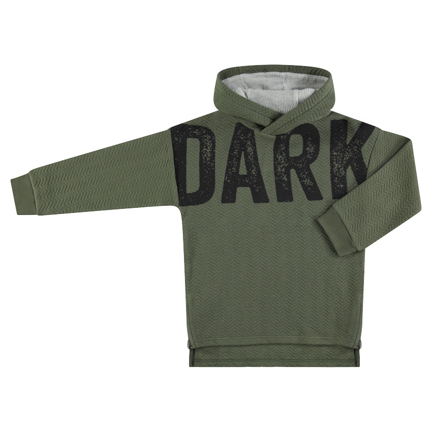 Παιδικά - Φούτερ με κουκούλα από φαντεζί φανέλα με τυπωμένο κείμενο 