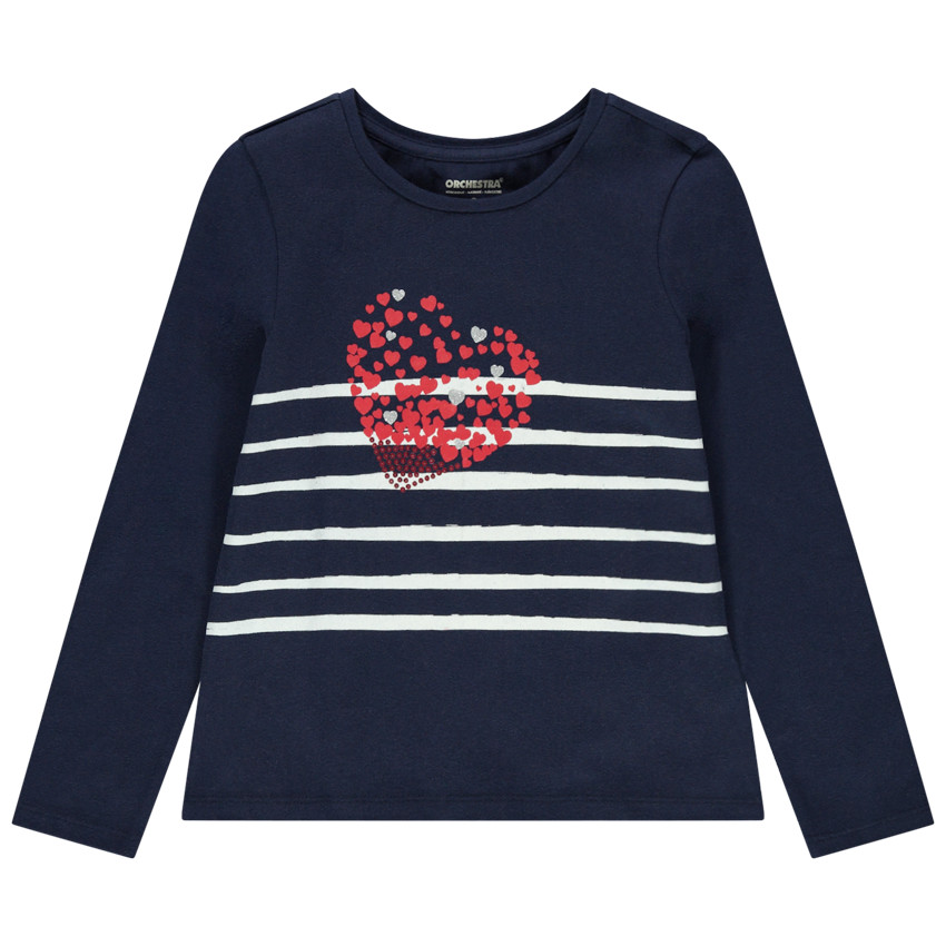 T-shirt manches longues en jersey à rayures et motif brillant 