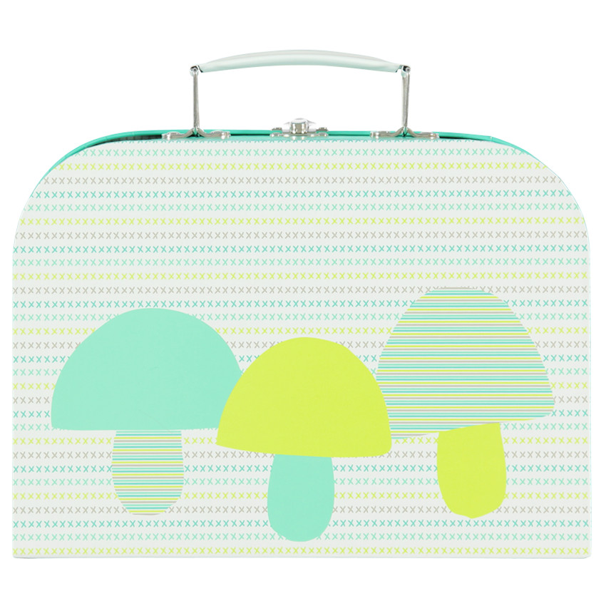 Valisette imprimée loup et champignons  