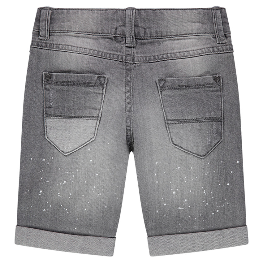 Παιδικά - Τζιν βερμούδα με φθαρμένη όψη σκισίματα και κηλίδες χρώματος 