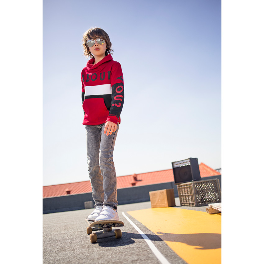 Παιδικά - Τρίχρωμο φούτερ από φανέλα με τυπωμένες φράσεις 