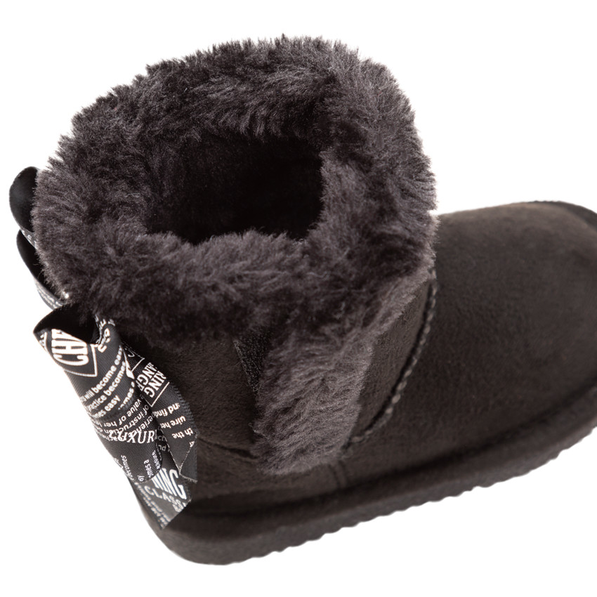 Χαμηλές μπότες με γούνινη επένδυση και σατέν φιόγκους πίσω, 20 έως 23 