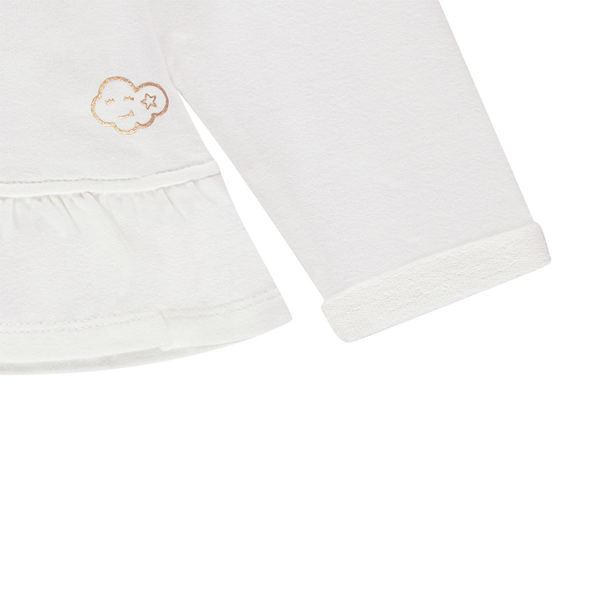 Φανελένια ζακέτα με βολάν στη βάση και στάμπα συννεφάκι 