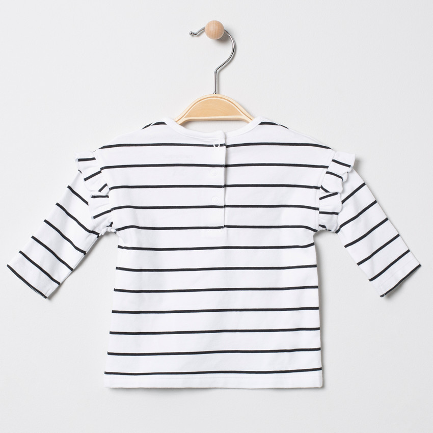 T-shirt manches longues à rayures horizontales et coeurs pailletés 