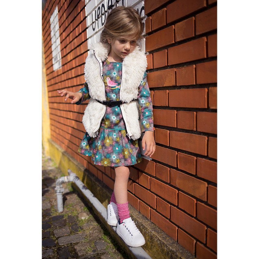 Μακρυμάνικο φλοράλ φόρεμα με βολάν 