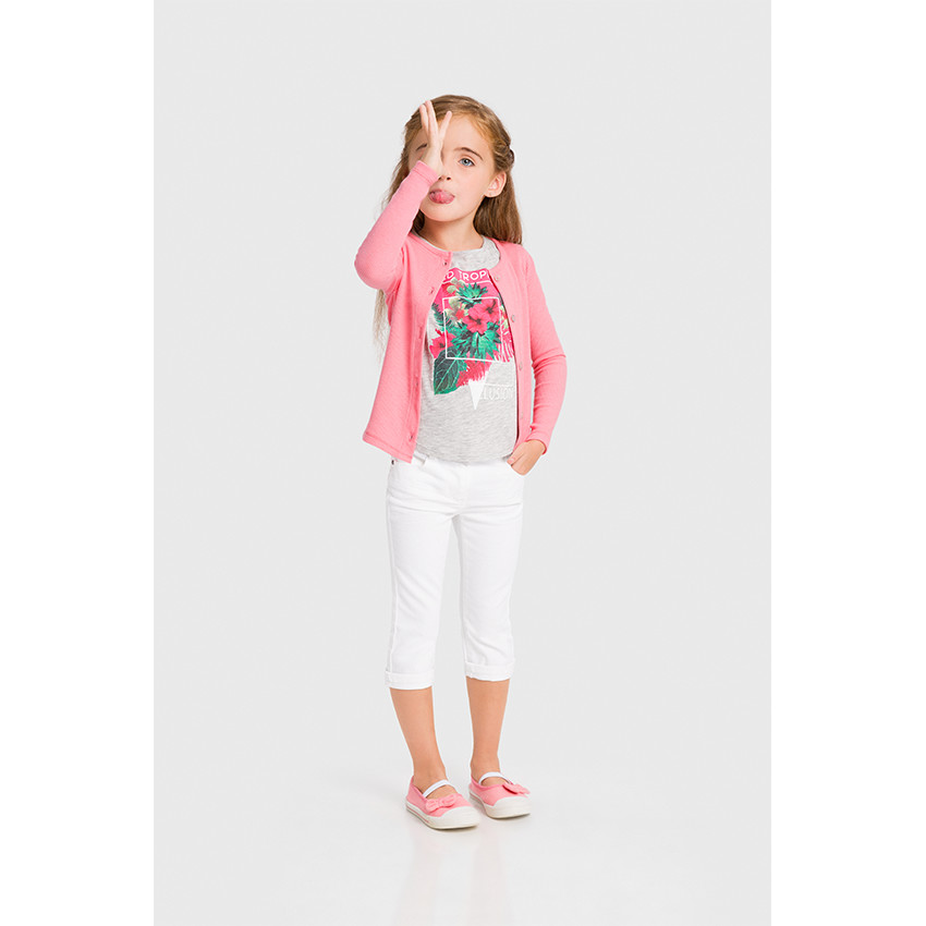 Παιδικά - Ζακέτα μονόχρωμα σε ριμπ ύφανση 