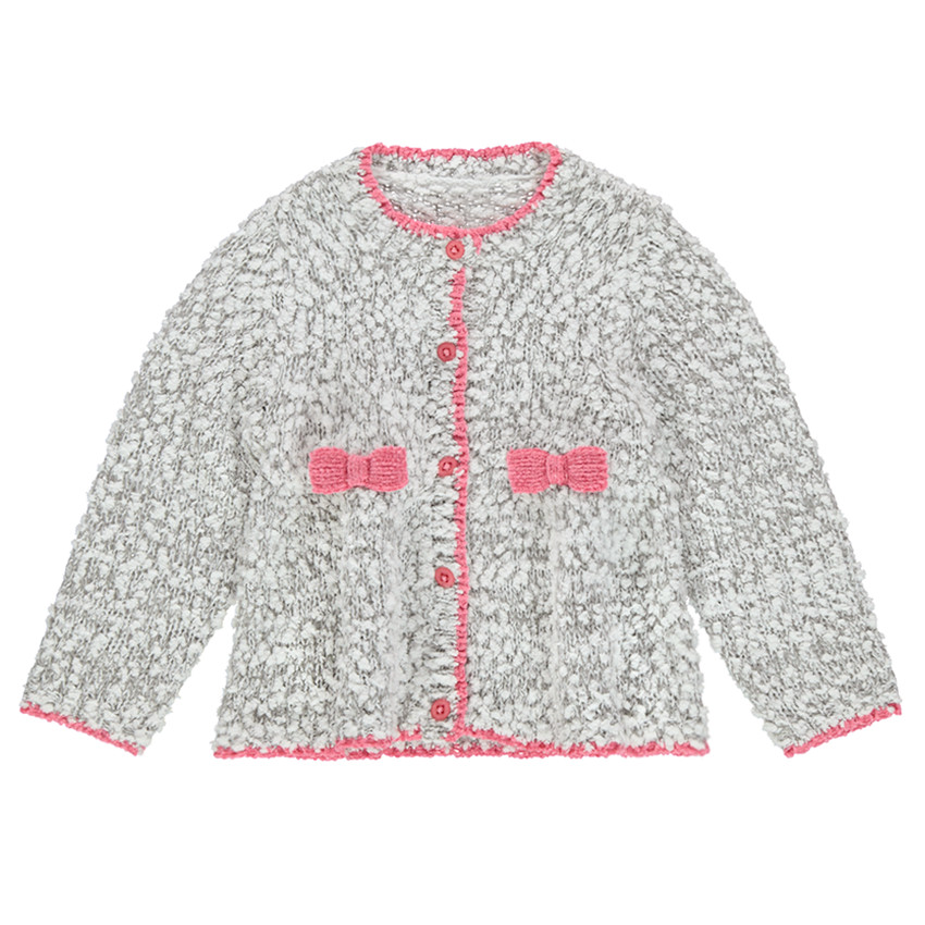 Ζακέτα σε πλέξη κουκουτσάκι με φιόγκους μπροστά 