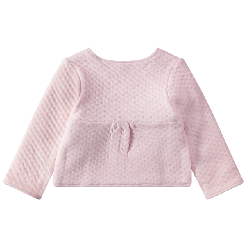 Ροζ ζακέτα με διάσπαρτα μικρά σχέδια και κουνελάκι σε εμπριμέ τουτού 