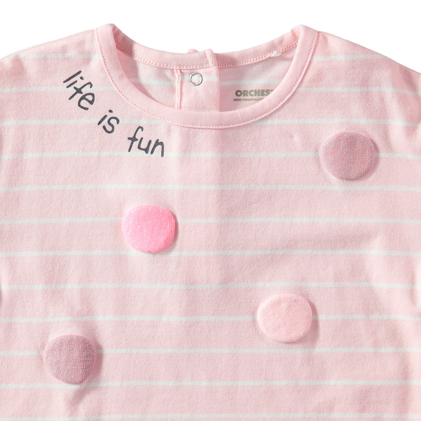 Μακρυμάνικη ριγέ μπλούζα με ανάγλυφα μοτίβα από παγιέτες 