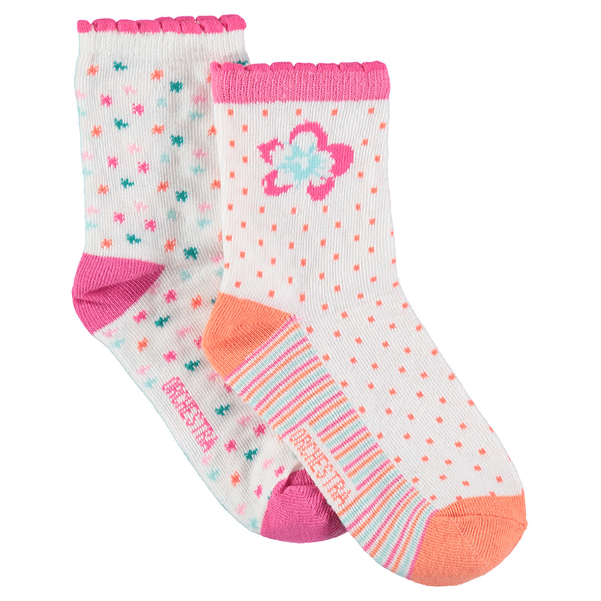 Σετ 2 ζευγάρια ασορτί κάλτσες με ζακάρ χρωματιστά μοτίβα 