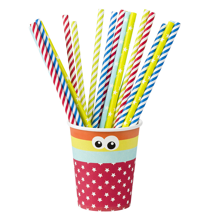 Σετ με 20 πλαστικά διακοσμητικά καλαμάκια με σχέδιο με δράκο 