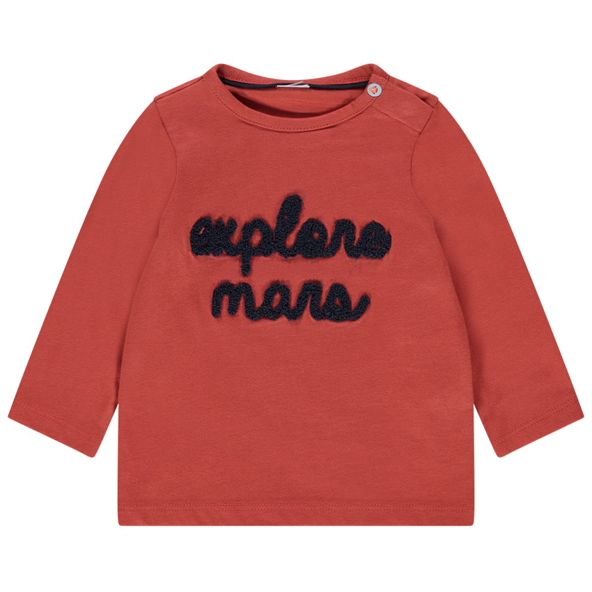 T-shirt manches longues en coton bio à inscription en bouclette 