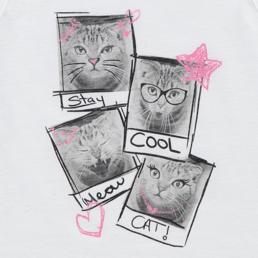 Πιτζάμα με αμάνικο τοπ, σορτς και στάμπα γάτες 