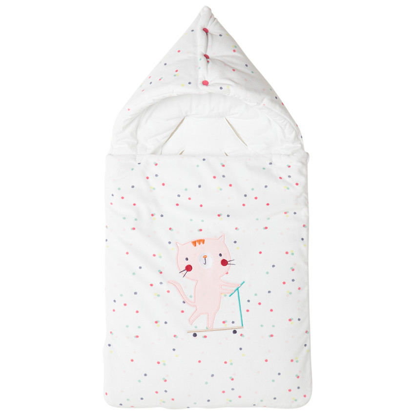 Υπνόσακος με πουά μοτίβο και κεντημένη γάτα 