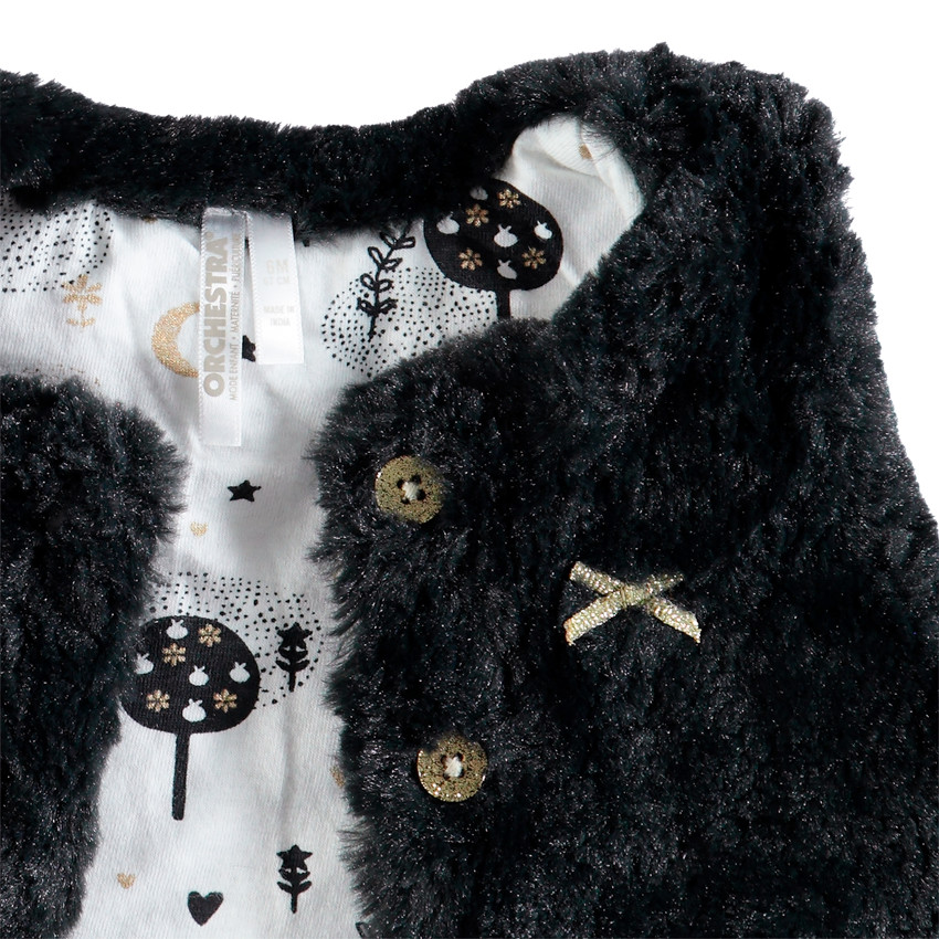 Ensemble 3 pièces avec tunique imprimée, gilet et legging print coeur 