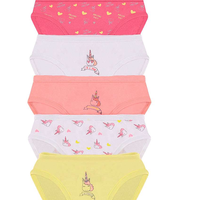 Σετ με 5 βαμβακερά βρακάκια με τυπωμένους μονόκερους 