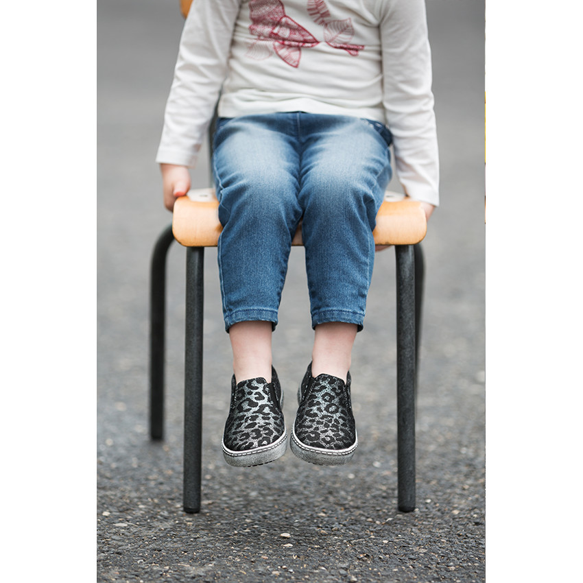Baskets basses imprimées léopard effet pailleté du 24 au 27 