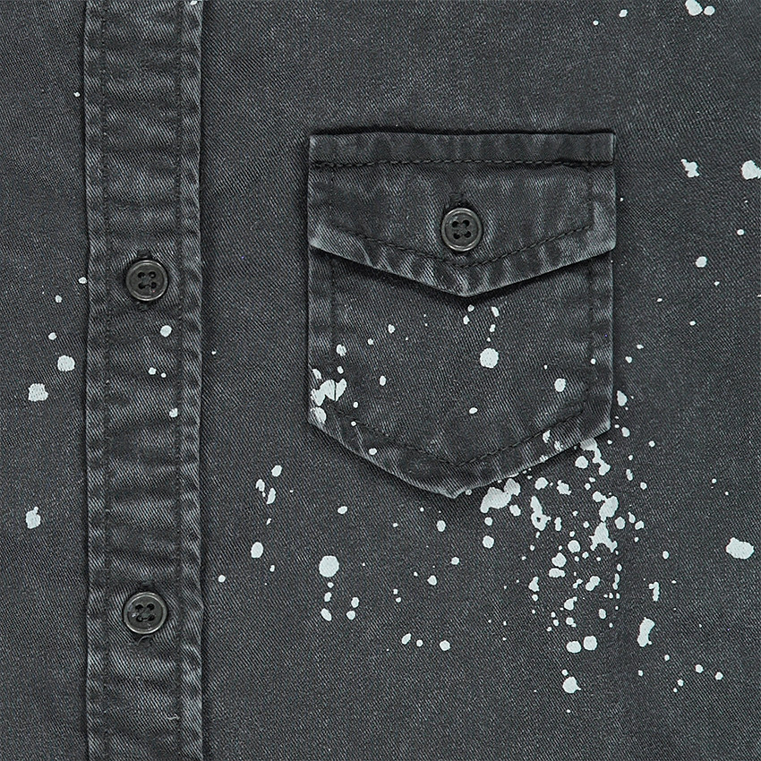 Παιδικά - Πουκάμισο από tencel με μανίκια που γυρίζουν και μοτίβο με εφέ κηλίδες 