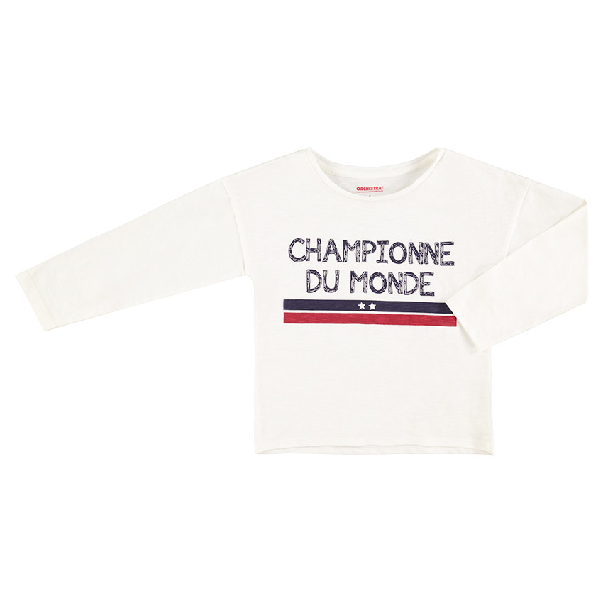 Μακρυμάνικη κοριτσίστικη μπλούζα με 2 αστέρια για την κατάκτηση του Παγκοσμίου Κυπέλλου 2018 από την Εθνική Γαλλίας 