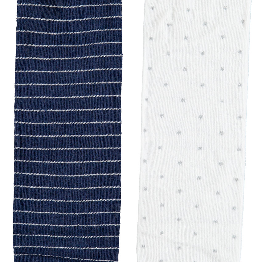 Lot de 2 collants épais à rayures et pois 