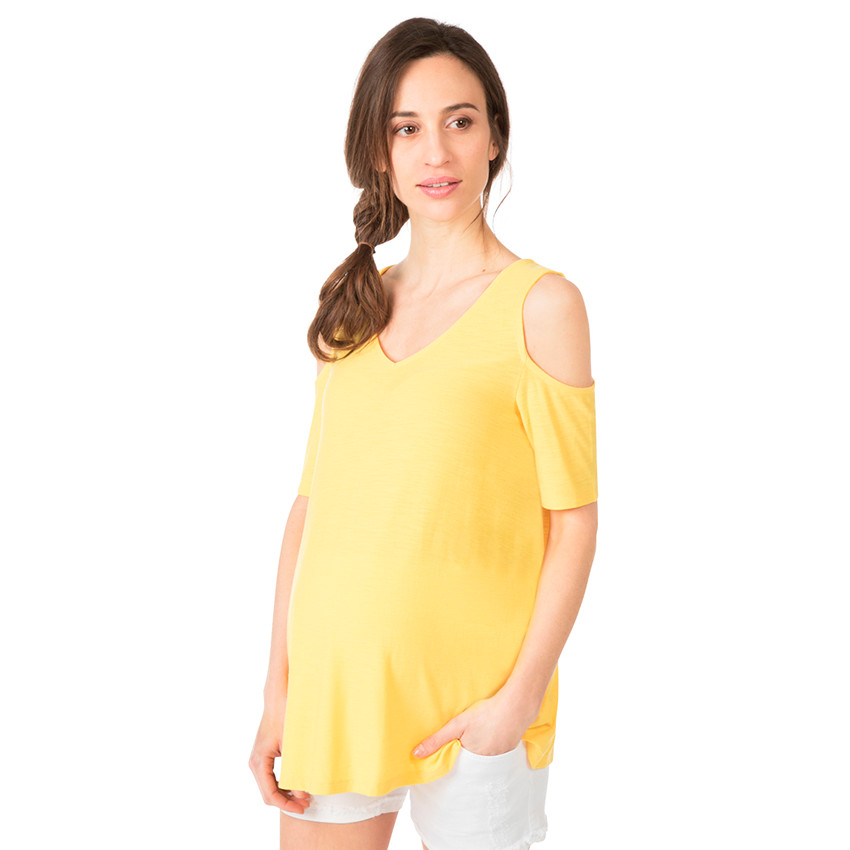 Κοντομάνικη έξωμη μπλούζα εγκυμοσύνης 