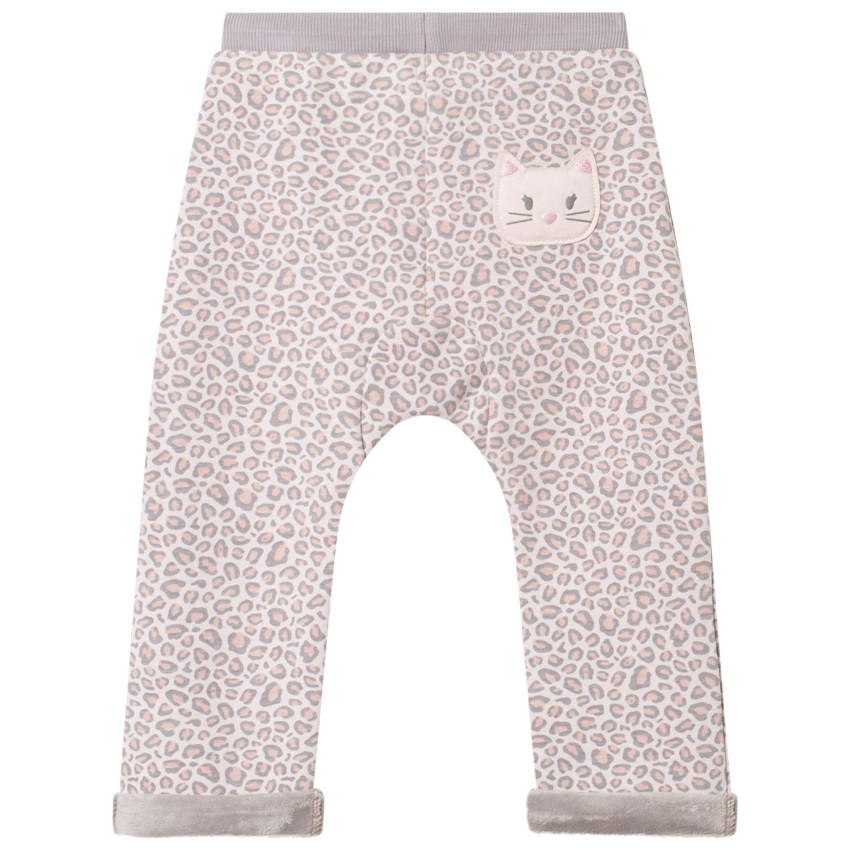 Pantalon de jogging imprimé léopard all-over à revers en sherpa 