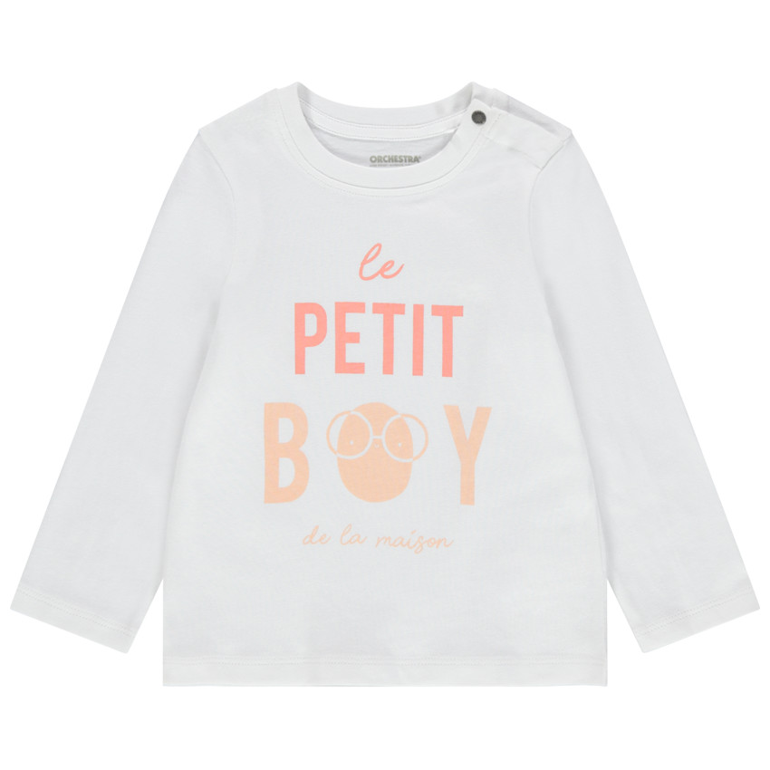 T-shirt manches longues en coton bio à message printé 