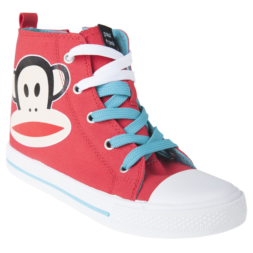 Baskets montantes en toile à lacets et zip print Paul Frank 