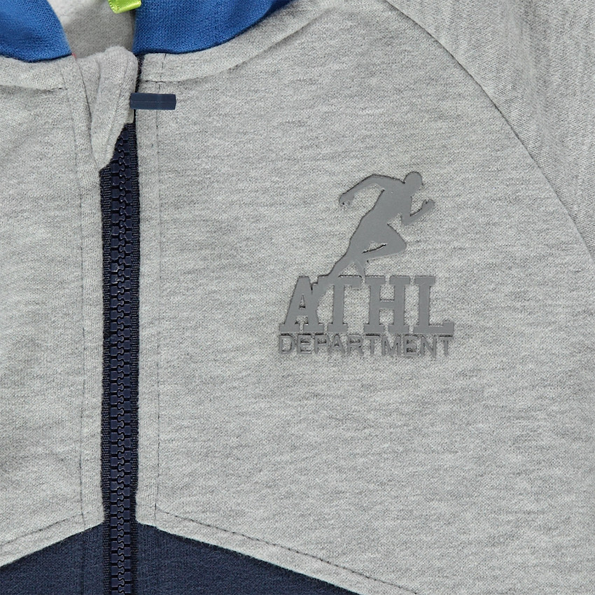 Φανελένια ζακέτα με κουκούλα, στάμπες και τσέπες με φερμουάρ 