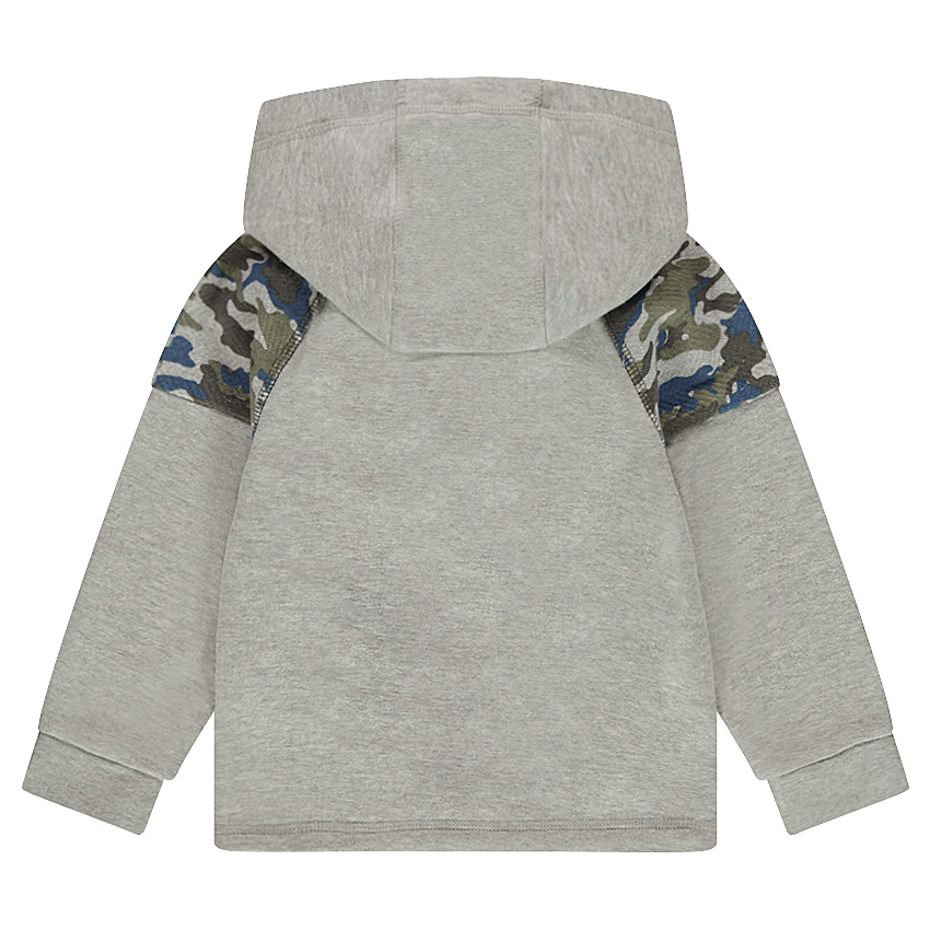 Φανελένιο φούτερ με κουκούλα, με μοτίβο μιλιτέρ και τσέπη 