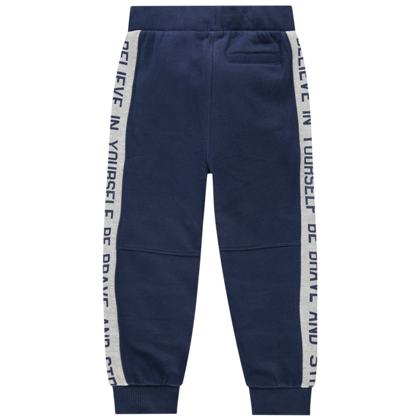 Παντελόνι φόρμας από φανέλα με λωρίδες σε αντίθεση και τσέπη καγκουρό 