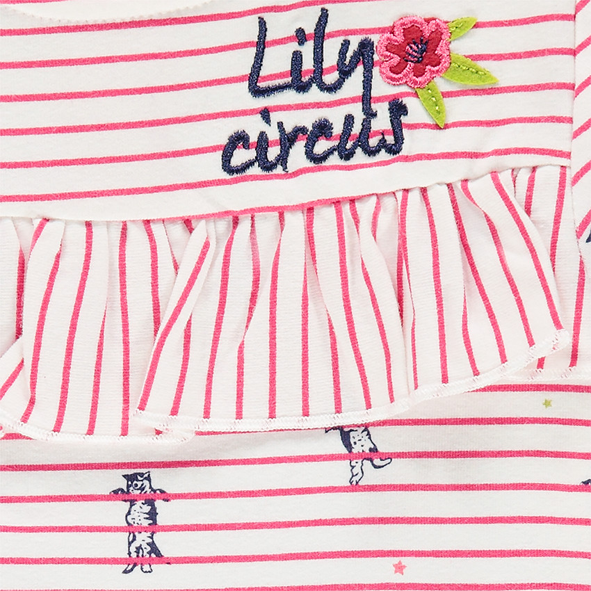 Ριγέ μαρινιέρα με βολάν και εμπριμέ μοτίβο 