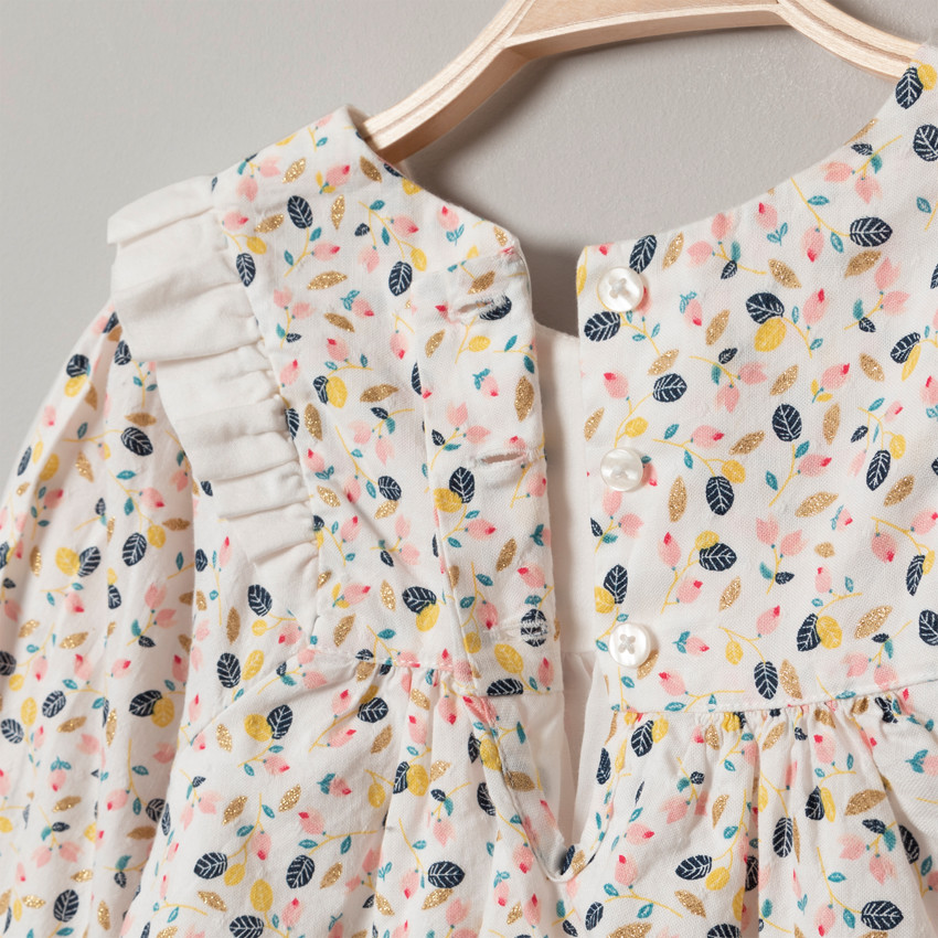 Robe manches longues imprimée all-over avec touches de doré 