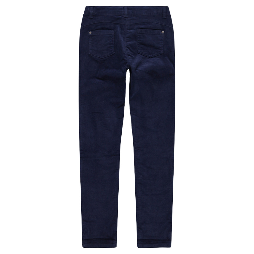 Παιδικά - Μονόχρωμο βελουτέ παντελόνι σε μπλε μαρίν με τσαλακωμένη όψη  
