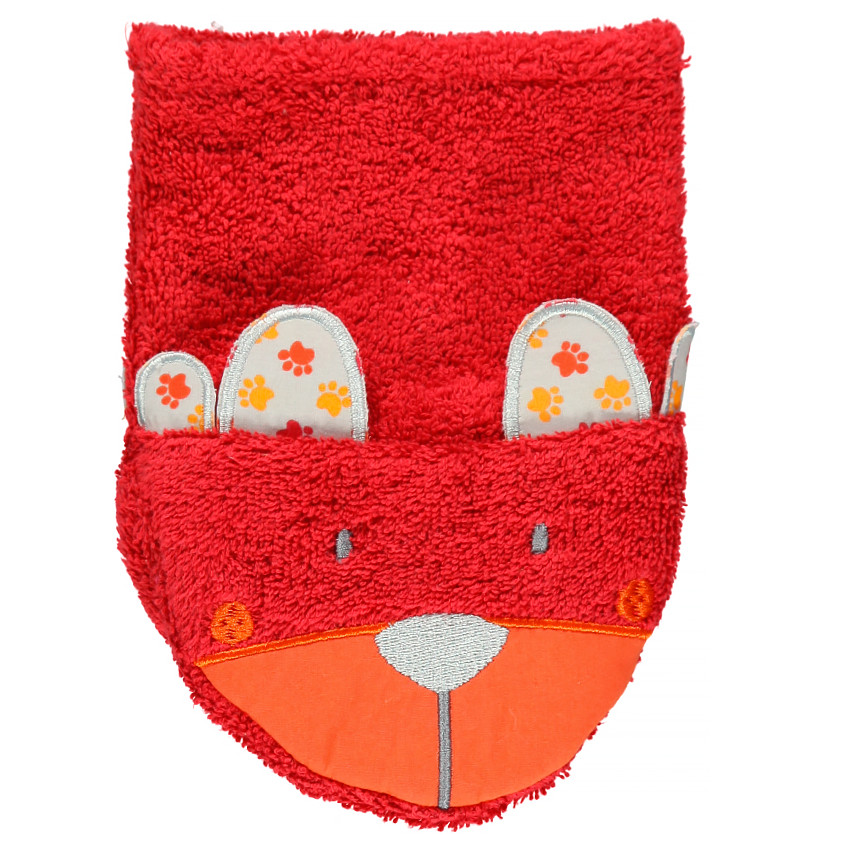 Gant de toilette forme marionnette tête d'animal  