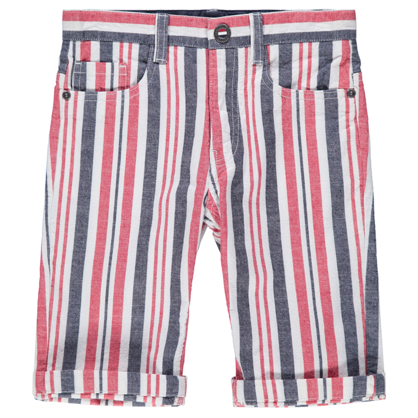 Παιδικά - Φανελένια βερμούδα με λωρίδες που κάνουν αντίθεση 