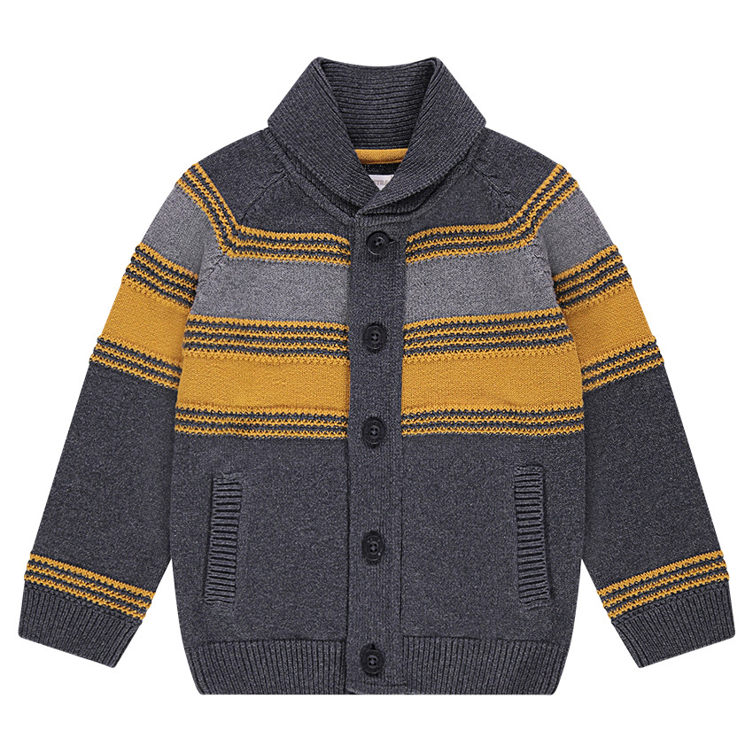 Πλεκτή ζακέτα με ζακάρ ρίγες σε αντίθεση 