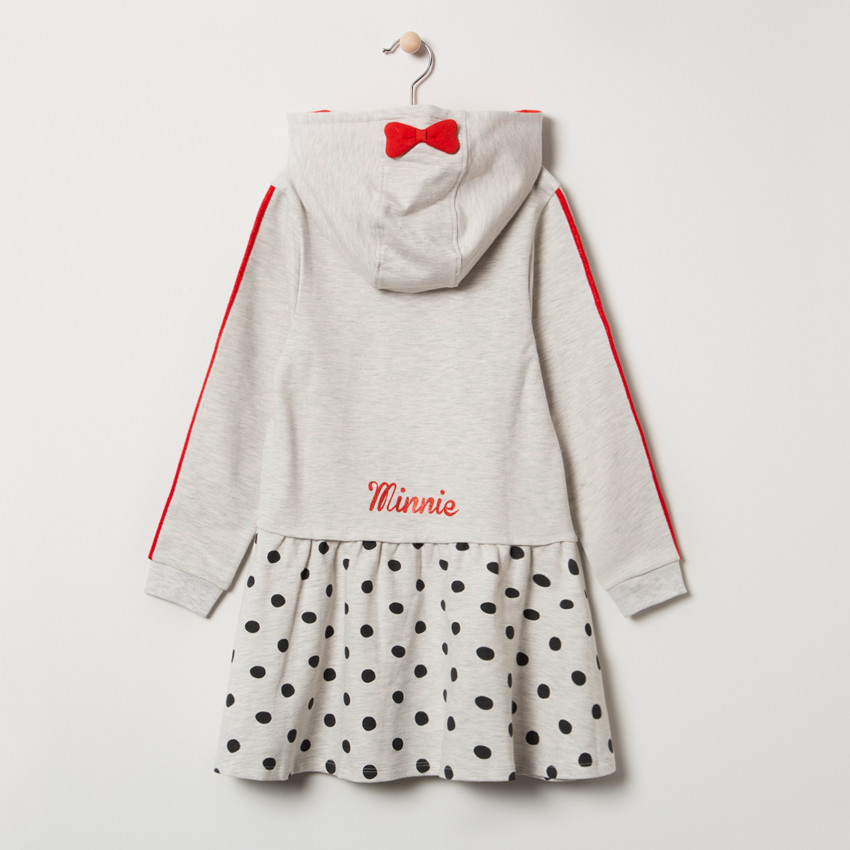 Μακρυμάνικο φόρεμα με κουκούλα από φανέλα και στάμπα με τη Minnie της Disney 