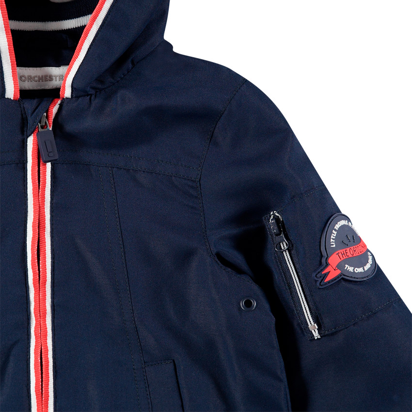 Αντιανεμικό μπουφάν με ριγέ ζέρσεϊ επένδυση και τσέπες 