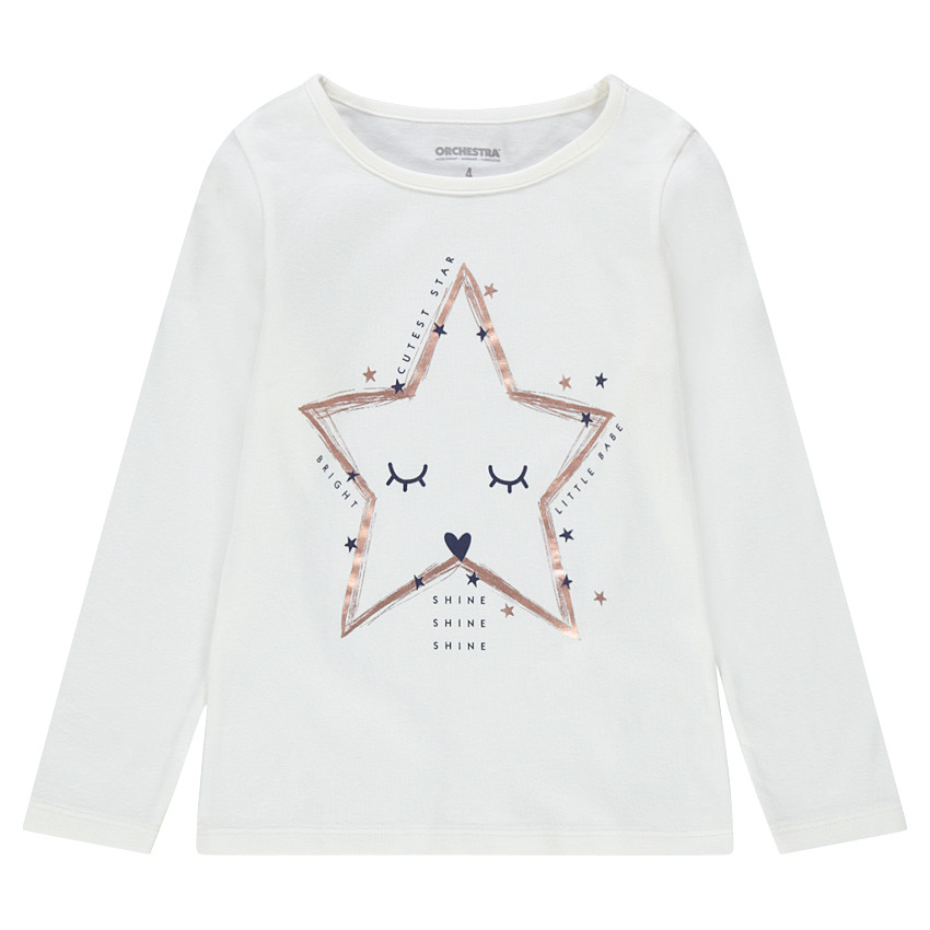 Μακρυμάνικη μπλούζα από ζέρσεϊ με τυπωμένο διακοσμητικό μοτίβο 