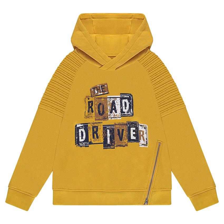 Παιδικά - Φούτερ με κουκούλα από φανέλα με φερμουάρ με διακοσμητικό σχέδιο και τυπωμένο κείμενο 